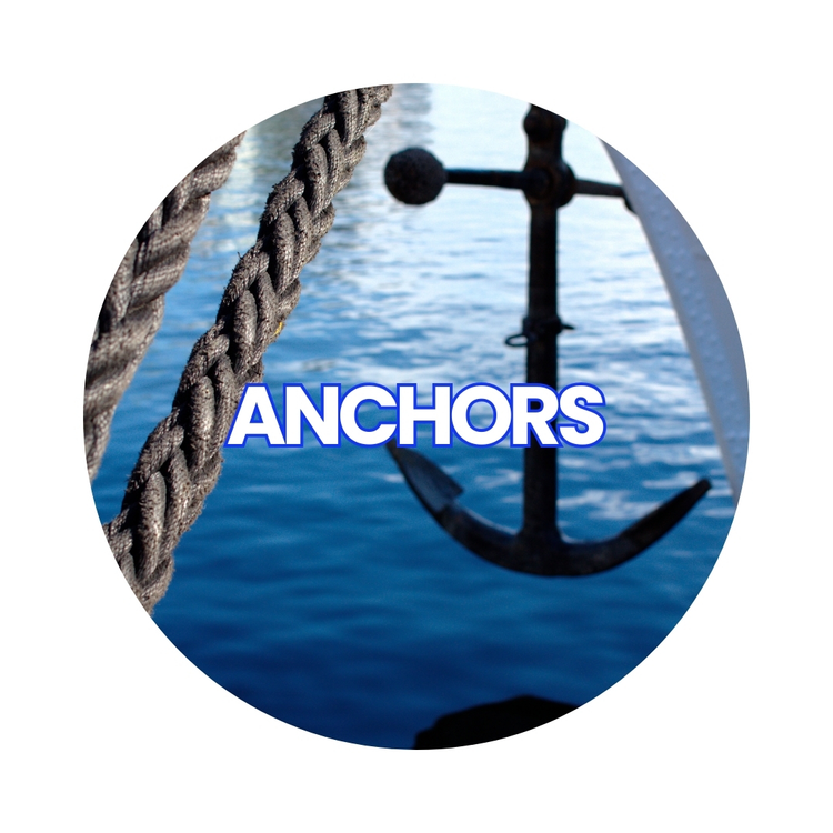 Image showing - Mantas anchor securing a boat in calm waters. Reliable and strong, Mantas anchors ensure your vessel stays anchored in any conditions. Anchors for boat and marine