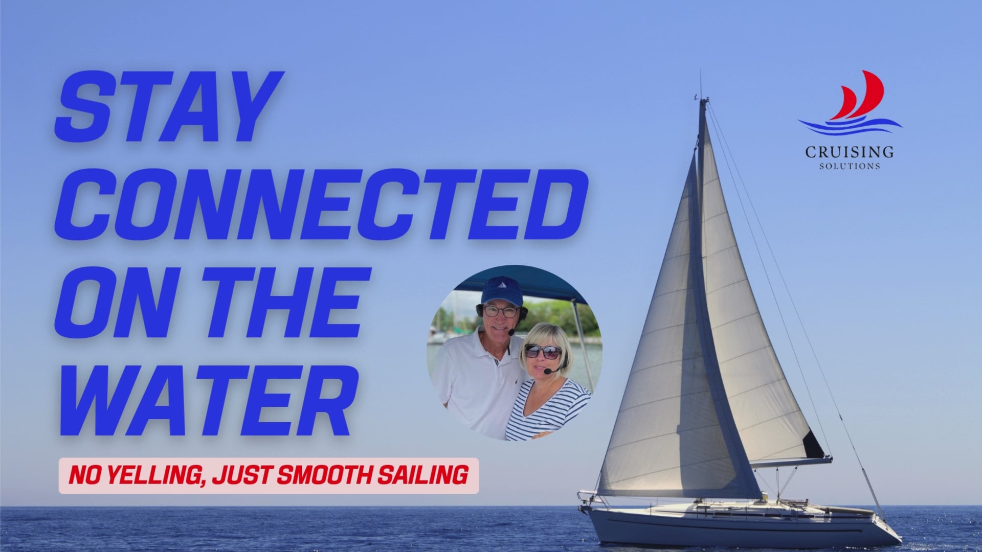 Load video: &quot;A couple using 2Talk Bluetooth Marine-Grade Intercom Headsets while docking their boat, showing the lightweight, behind-the-head fit. The headsets provide noise-cancelling, long-range Bluetooth communication, and are water-resistant for clear conversations on the water.&quot;