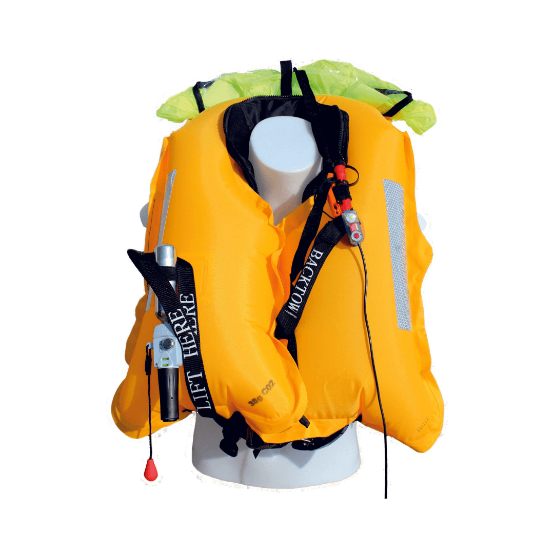 Image of a PFD that has been inflated 170N by TeamO Marine