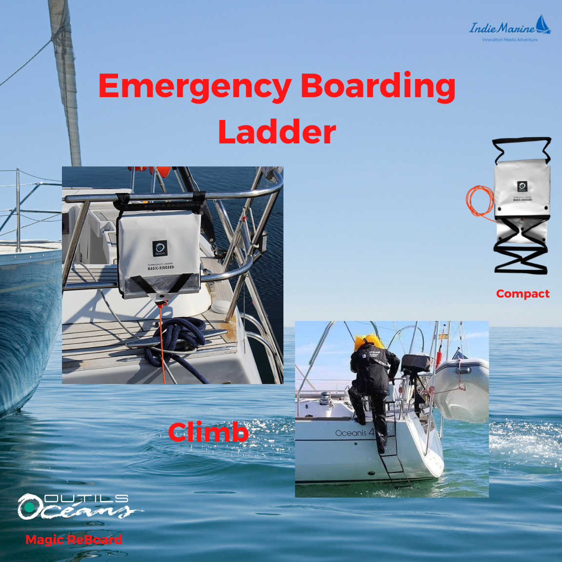 Emergency Ladder - Magic Reboard for Dinghy or Boat - 9 Step- Outils Oceans | emergency-ladder-magic-reboard-for-dinghy-or-boat-9-step-outils-oceans | Outils Ocean | Emergency Ladder for Boats