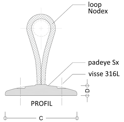 Pad-SX® SX 45- Padeye to stick adjustable - Nodus Factory | pad-sx-sx-45-padeye-to-stick-adjustable-nodus-factory | Nodus Factory | Multi-Purpose Textile Padlock SX45